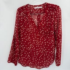 FUN2FUN Womens Sheer Hearts Layering Shirt Size M Long Sleeve Cottagecore